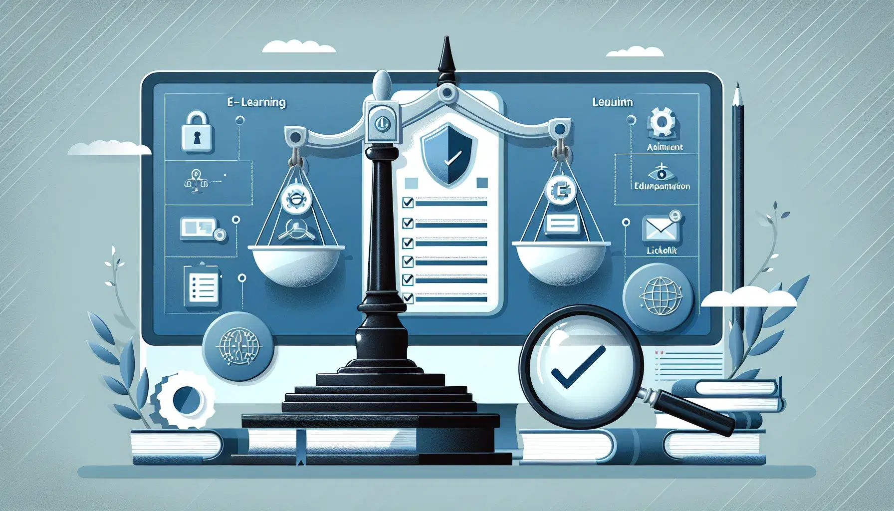 LMS evaluation and selection concept with comparison charts and feature analysis