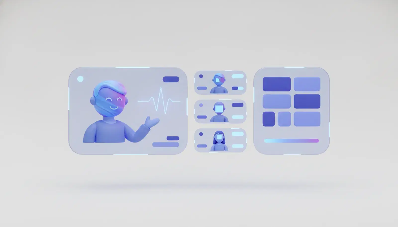 A live video class running inside a learning platform, with teacher and learner tiles beside the course content panel